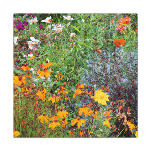 Garden Buzz; A Swarm of Colorful Blooms. - Floral Canvas