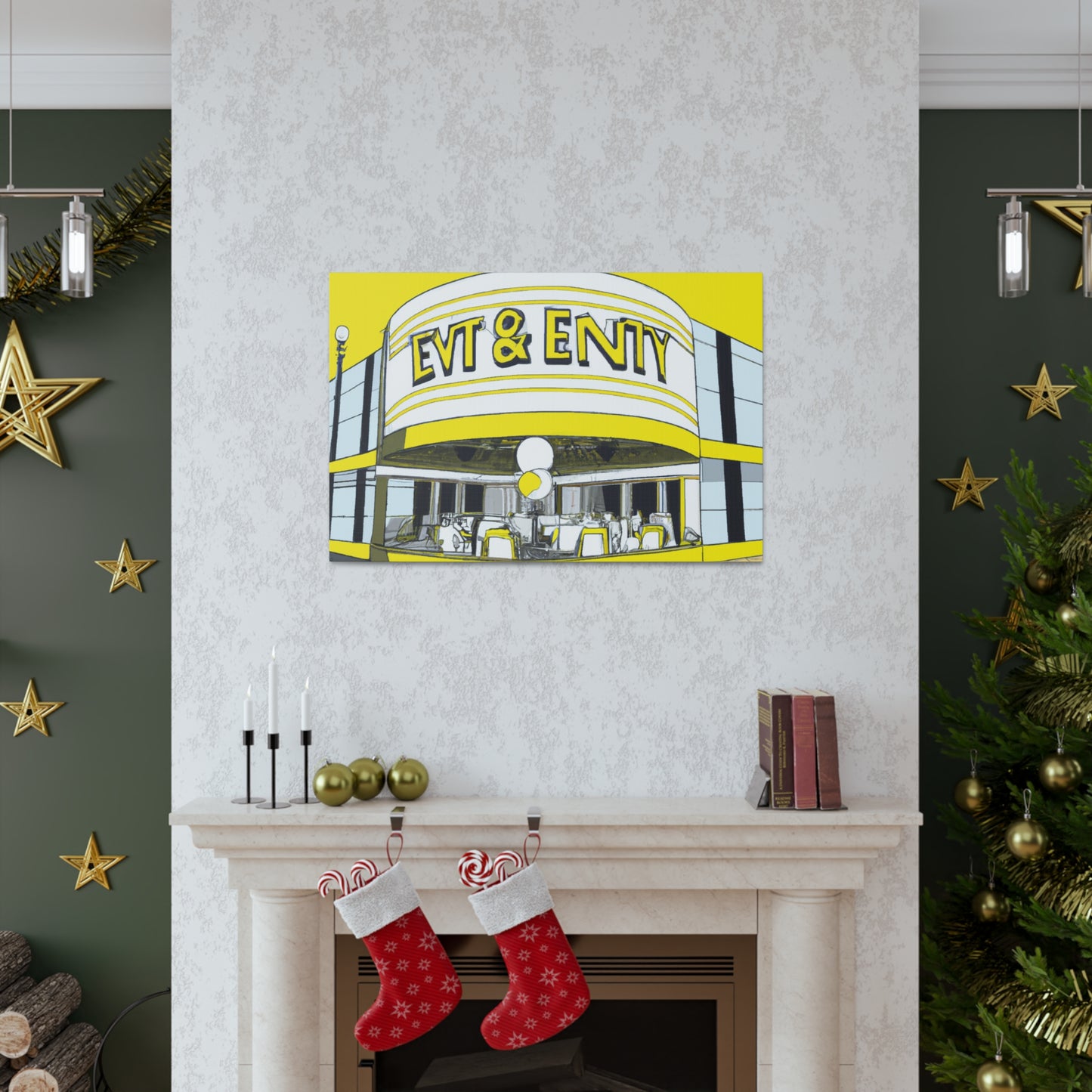 The Jiving Jukebox Cafe - Retro Music Pop Art Canvas