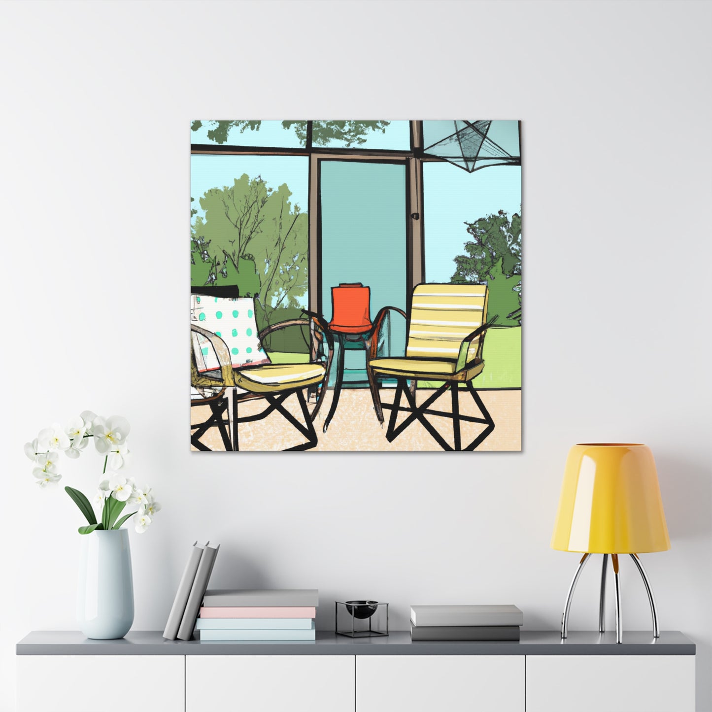 Vibrant Seagull- Midcentury - Canvas