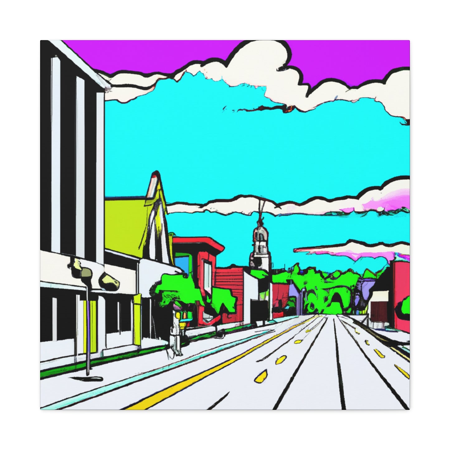 Sunset Drive-In Theater Street - Canvas - Pop Art