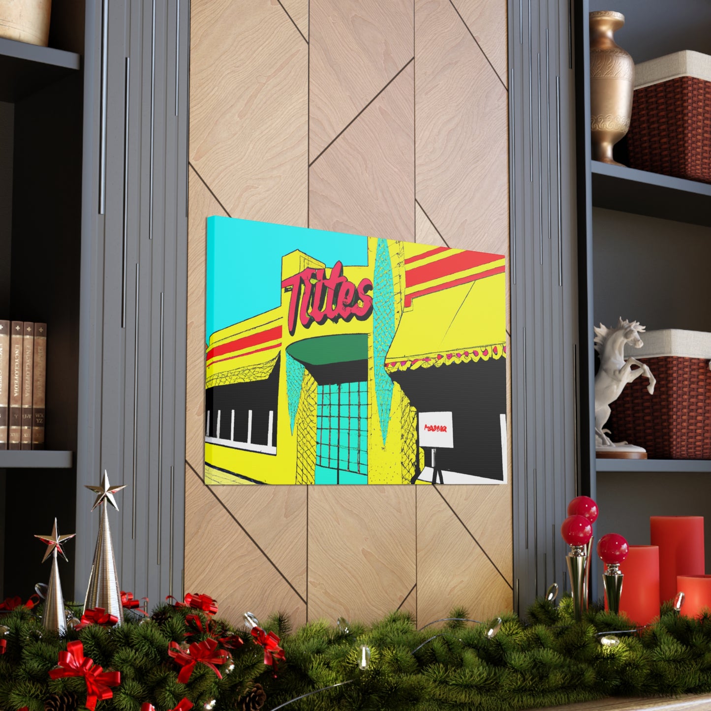 "Happy Wheels Tire Shop." - Canvas - Pop Art
