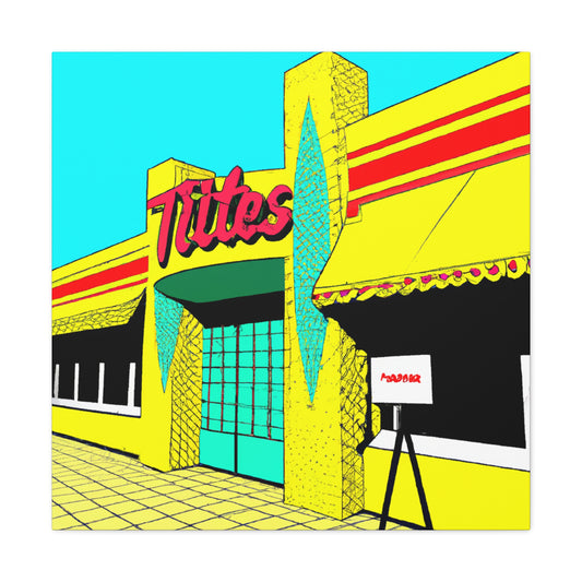 "Happy Wheels Tire Shop." - Canvas - Pop Art