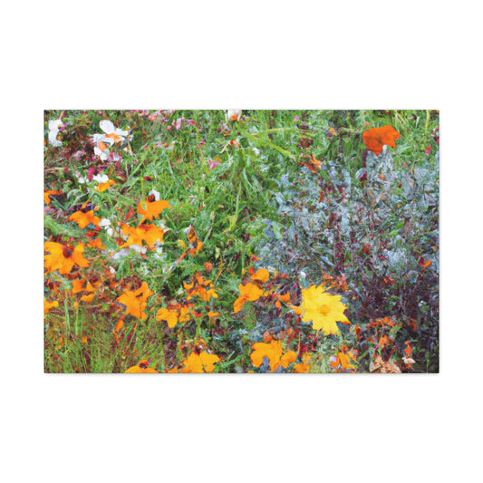 Garden Buzz; A Swarm of Colorful Blooms. - Floral Canvas